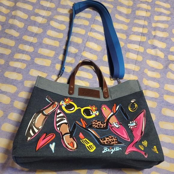 BRIGHTON Shoe Love East West Denim Tote - Picture 8 of 10
